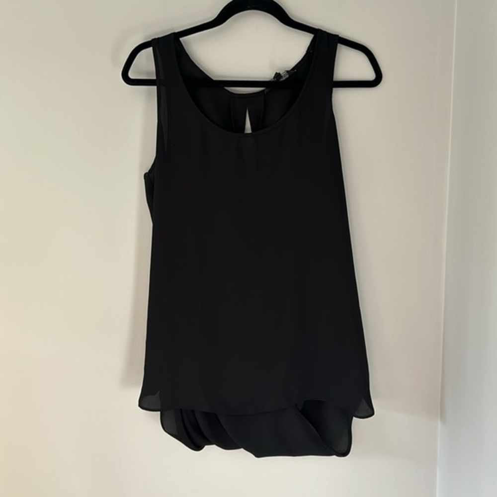 Express black chiffon open back tank
